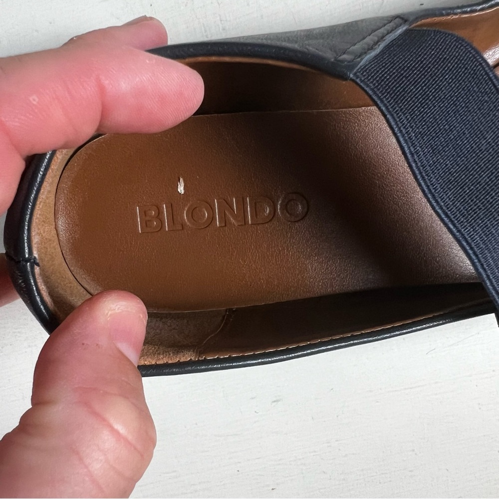 BLONDO- Women's Brielle Waterproof Flat Shoes Navy Blue Career Work Slip On - Picture 8 of 9
